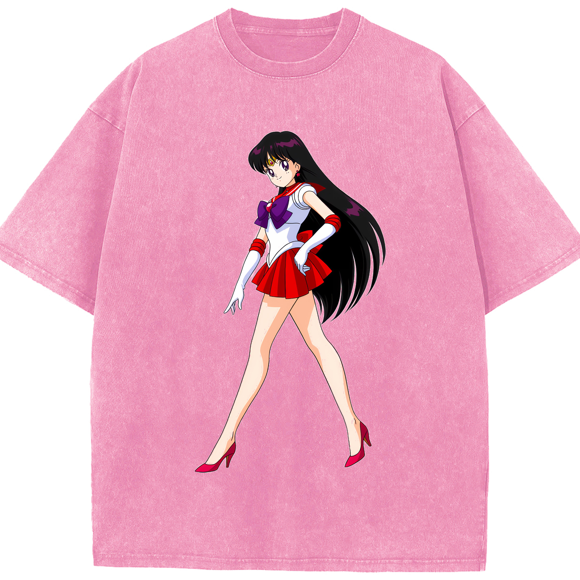 （画像用） 美少女戦士セーラームーン 火野レイ ひの レイ Sailor Moon Hino Rei （セーラーマーズ,Sailor Mars） 綿100% ヴィンテージ風 半袖Tシャツ（フロントプリント）